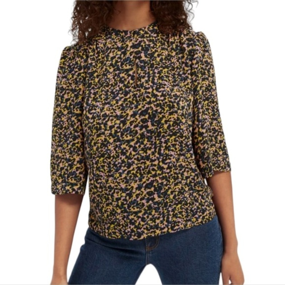 Scotch & Soda Multi Color Shoulder Detail Cutout Blouse Size Medium